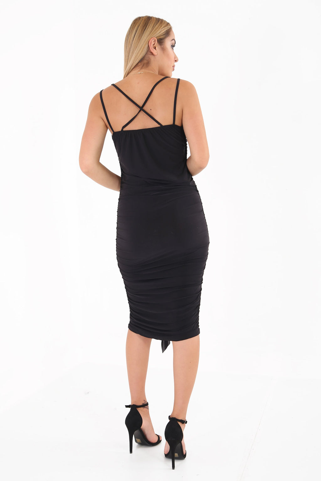 Ruffle Frill Ruched Slinky Bodycon Dress