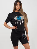 Sequin Eye Applique Top & Shorts Co-ord