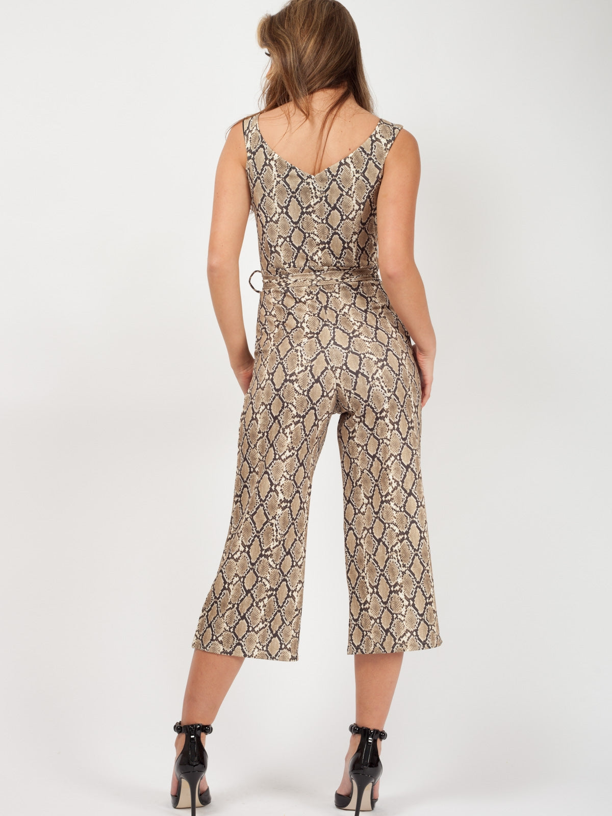 Snake Print Bardot Culotte Jumpsuit