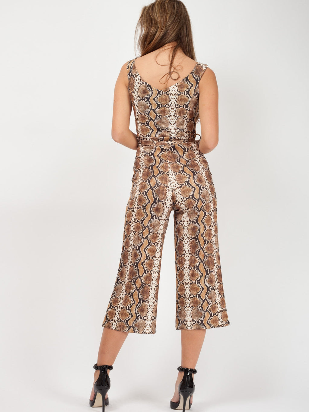 Snake Print Bardot Culotte Jumpsuit