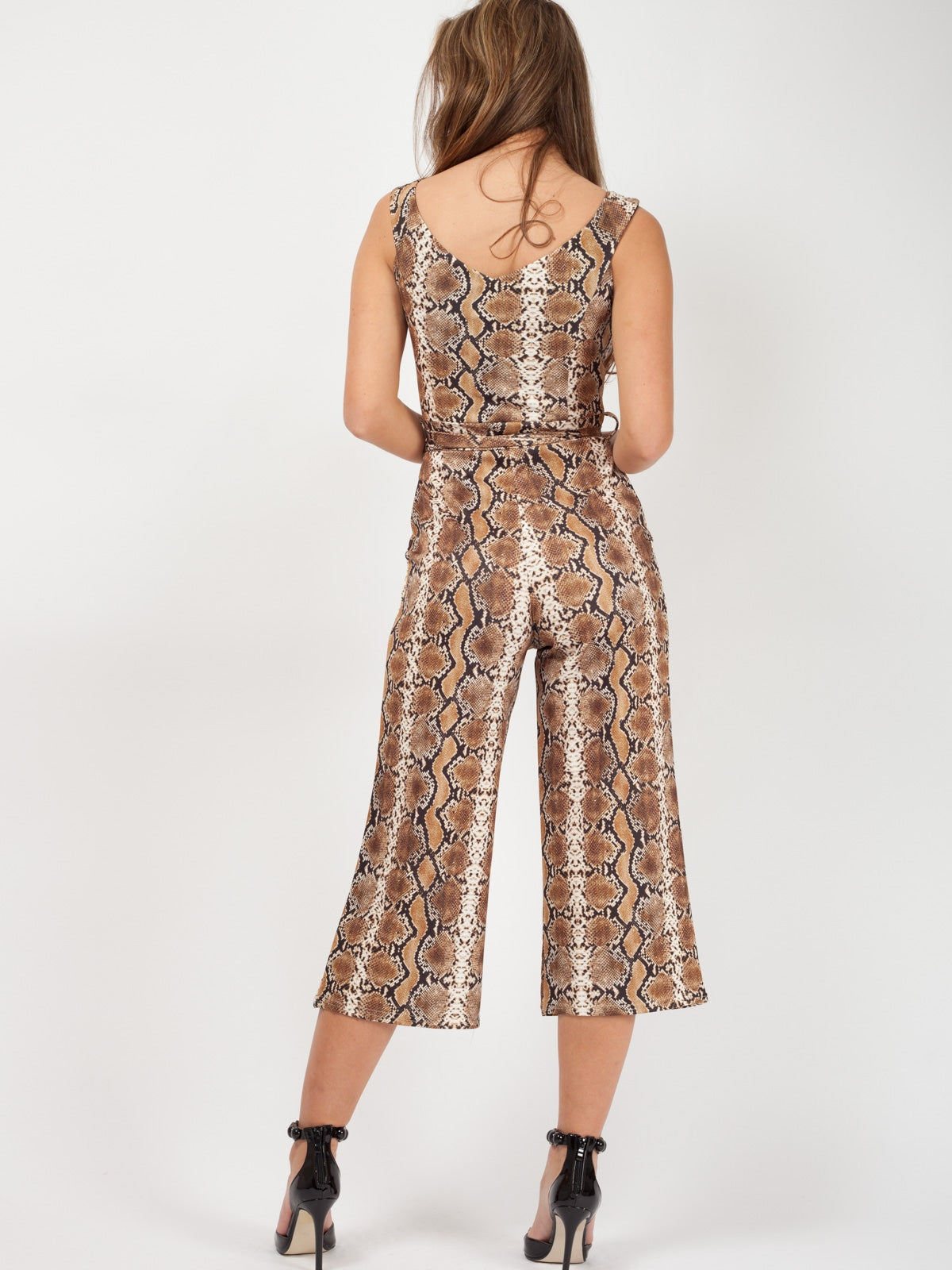 Snake Print Bardot Culotte Jumpsuit