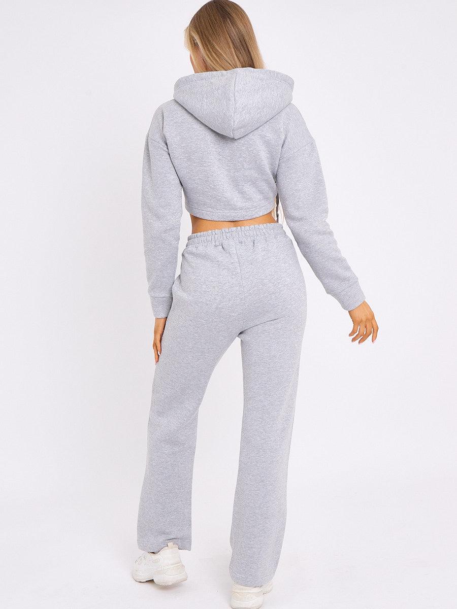 Corset Style Zip Up Cropped Hoodie Fleece Co-ord