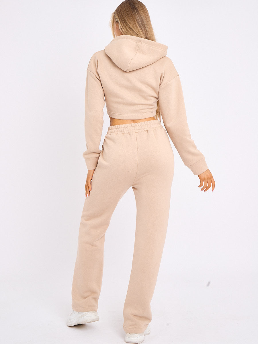 Corset Style Zip Up Cropped Hoodie Fleece Co-ord