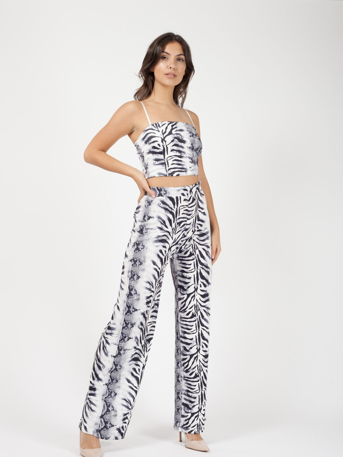 Snake Print Crop Top & Trouser Co-ord