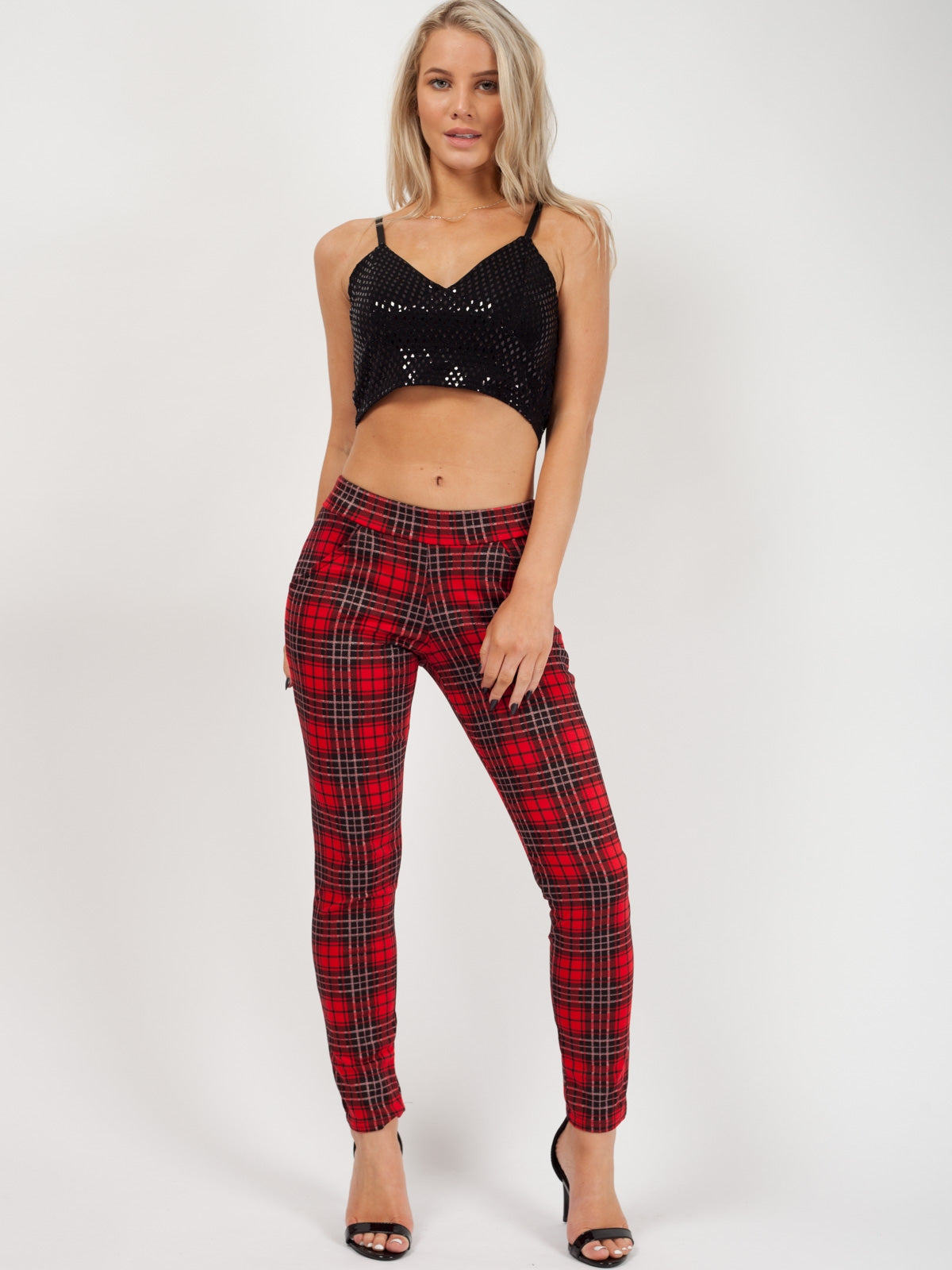 Glitter Tartan Check Trousers