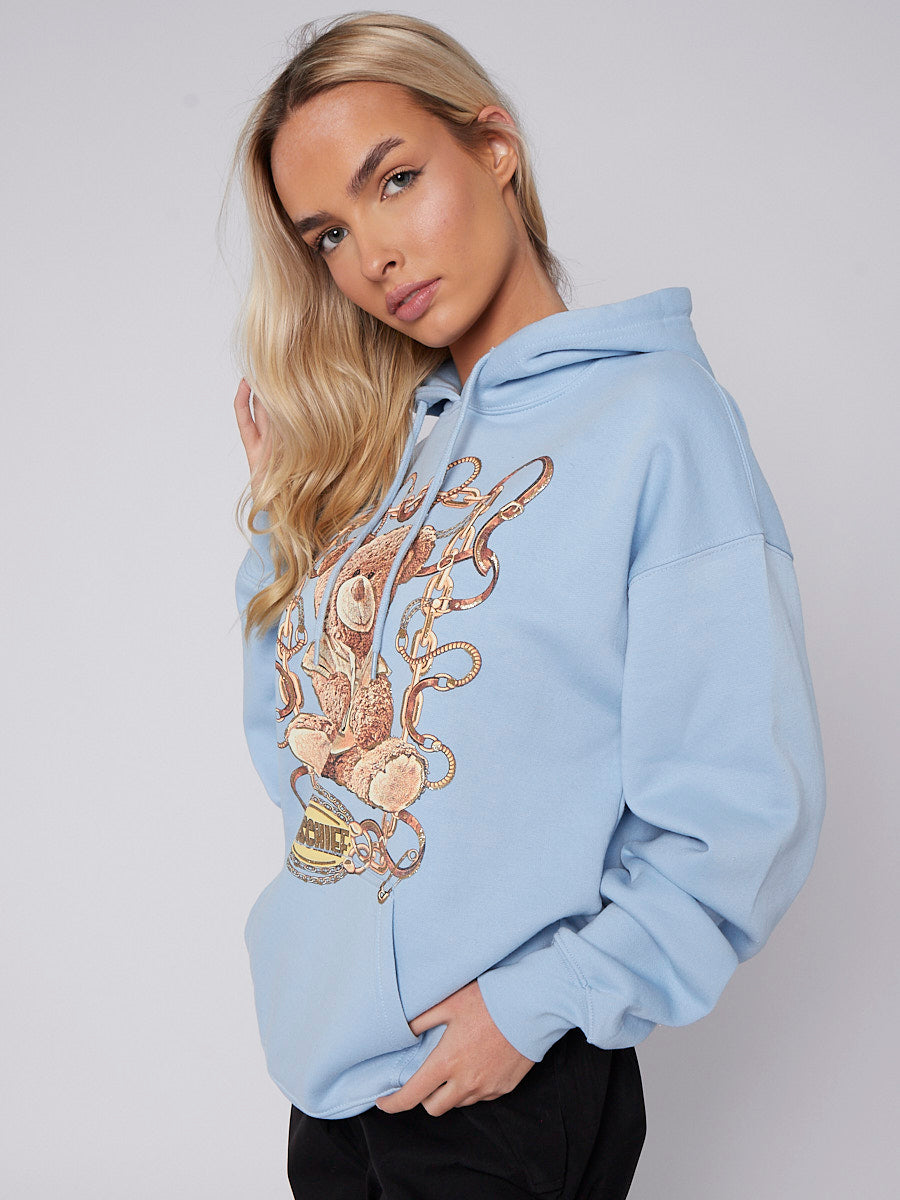 Mischief Teddy Graphic Print Hoodie