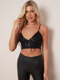 Tasselled Sequin Cami Bralet Crop Top