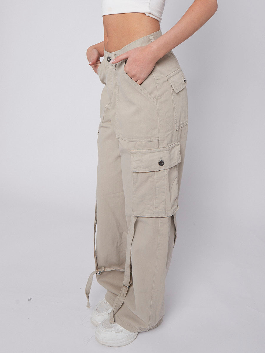 High Waist Wide Leg Cargo Jeans