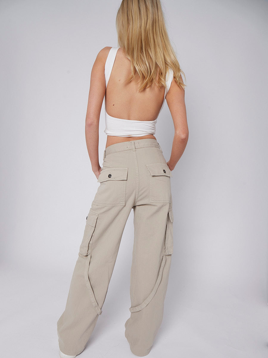 High Waist Wide Leg Cargo Jeans