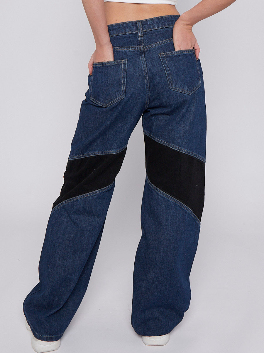 Two Tone Wide Leg Jeans