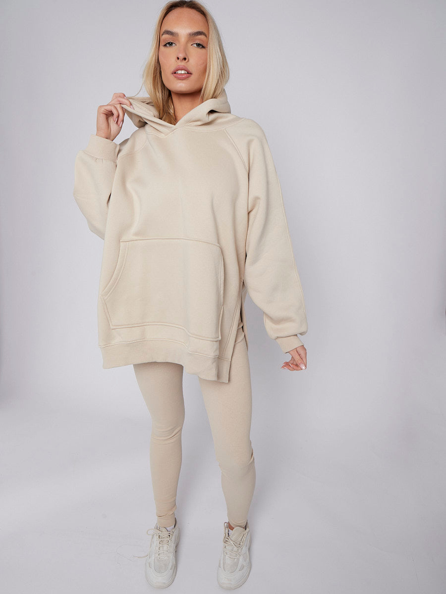 Oversized Split Sides Hoodie & Ribbed Leggings Co-ord