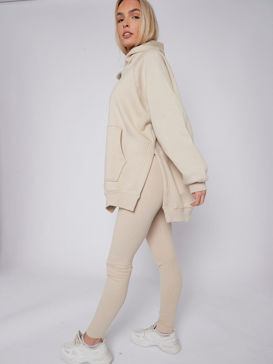 Oversized Split Sides Hoodie & Ribbed Leggings Co-ord