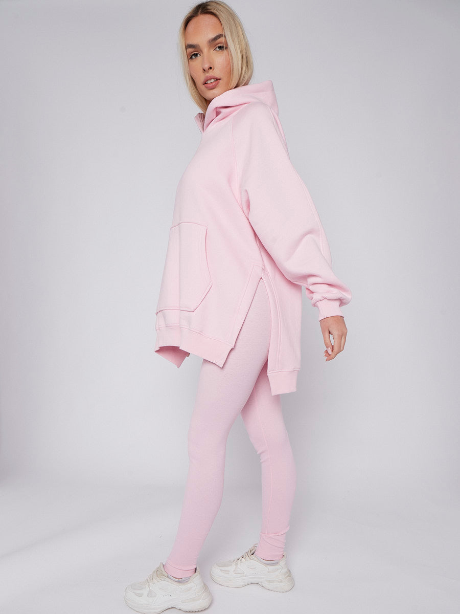 Oversized Split Sides Hoodie & Ribbed Leggings Co-ord