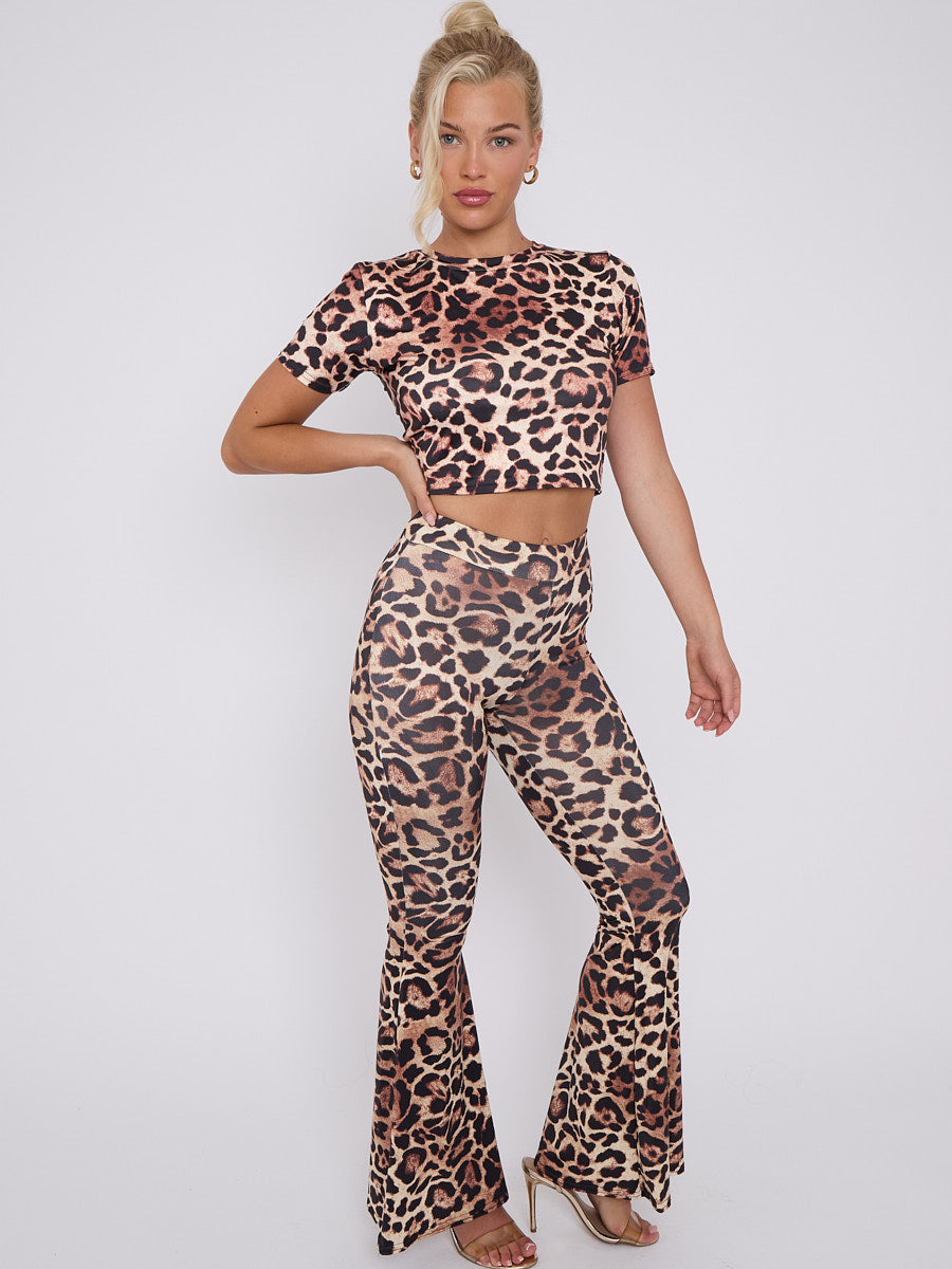 Leopard Print Slinky Crop Top