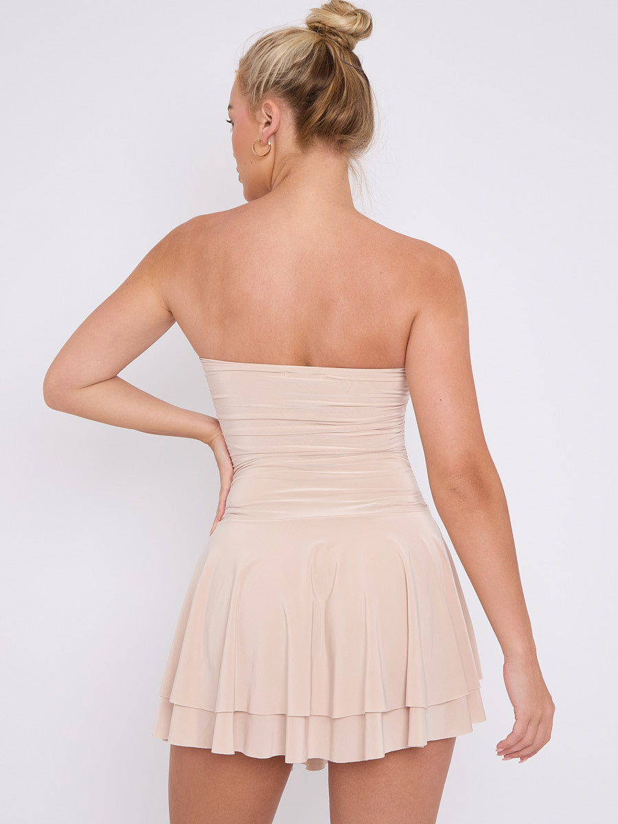 Frill Detail Slinky Bandeau Dress