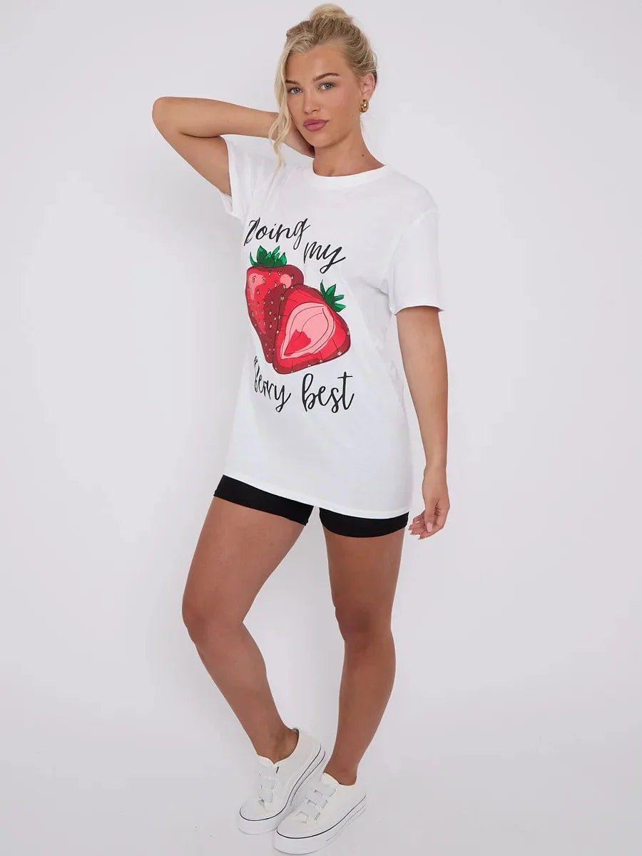 Doing My Berry Best Graphic Printed T-Shirt