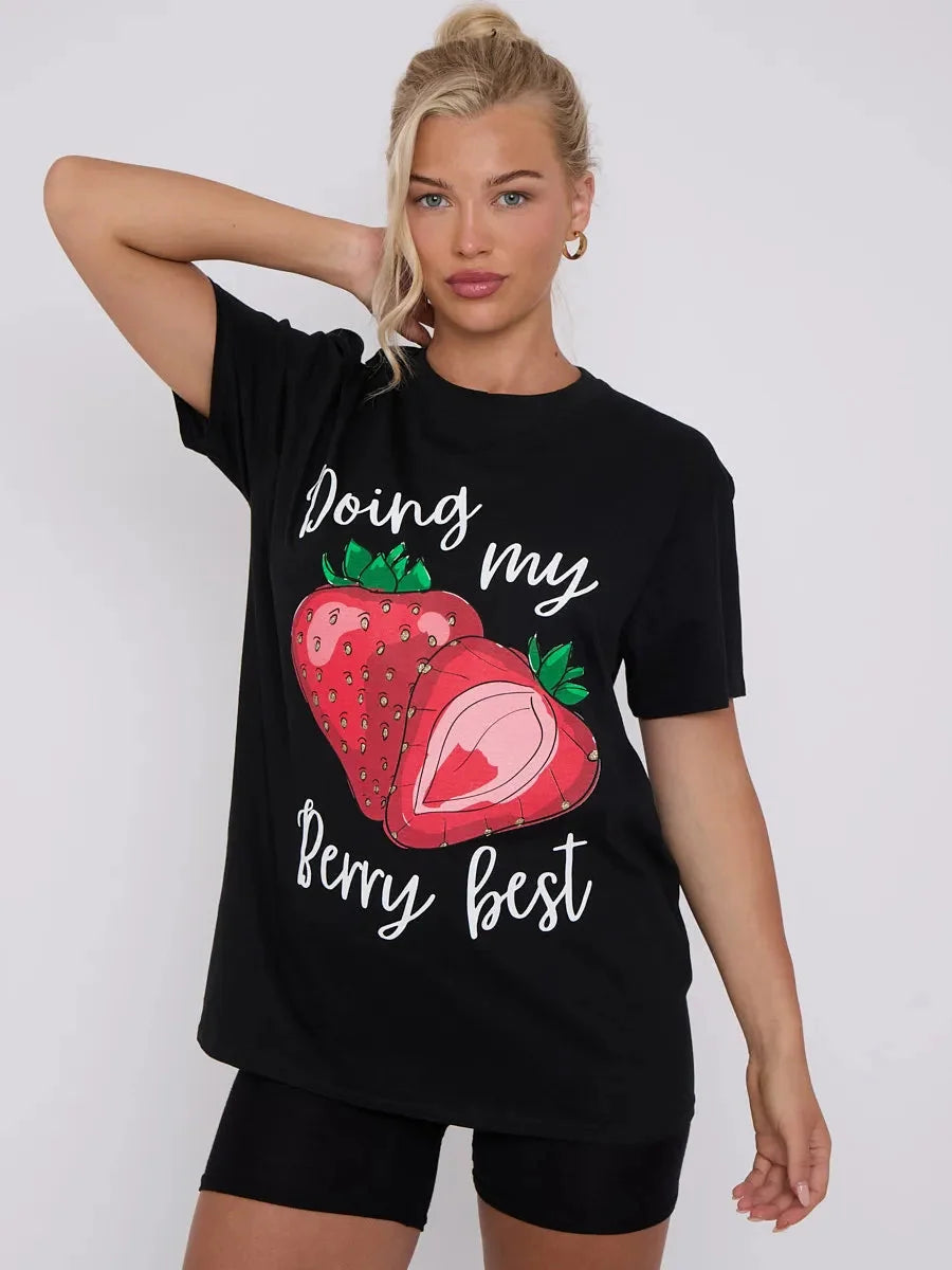 Doing My Berry Best Graphic Printed T-Shirt