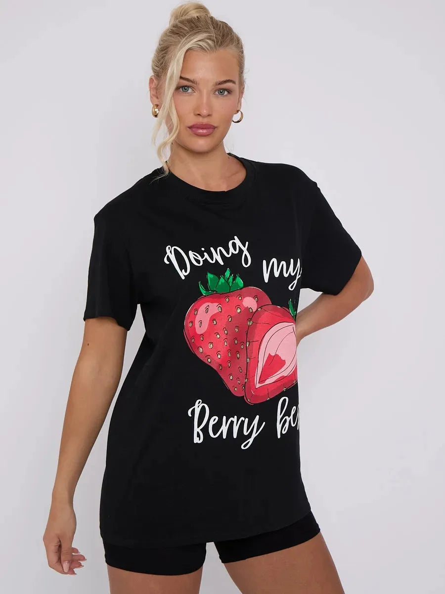Doing My Berry Best Graphic Printed T-Shirt