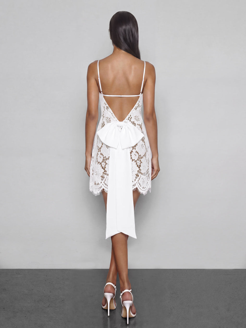 Iveralion Spaghetti Lace Bow Mini Dress