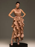 Iverdan Sleeveless Ruffle Maxi Dress
