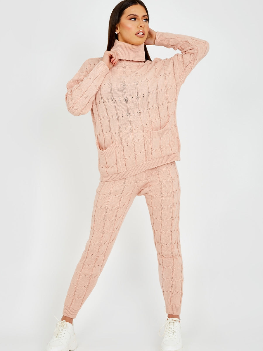 Cable Knit Top & Trouser Co-ord With Pockets