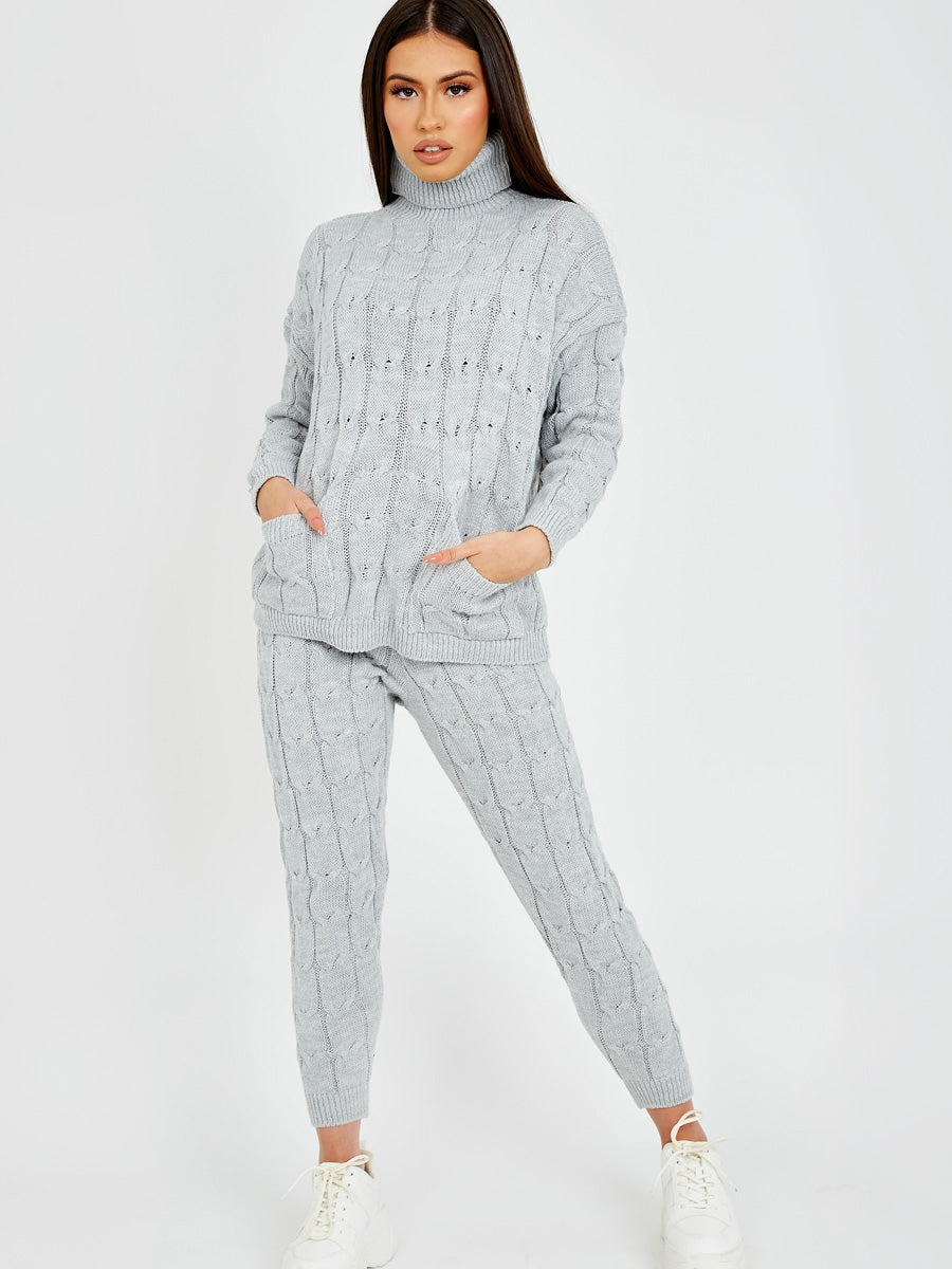 Cable Knit Top & Trouser Co-ord With Pockets