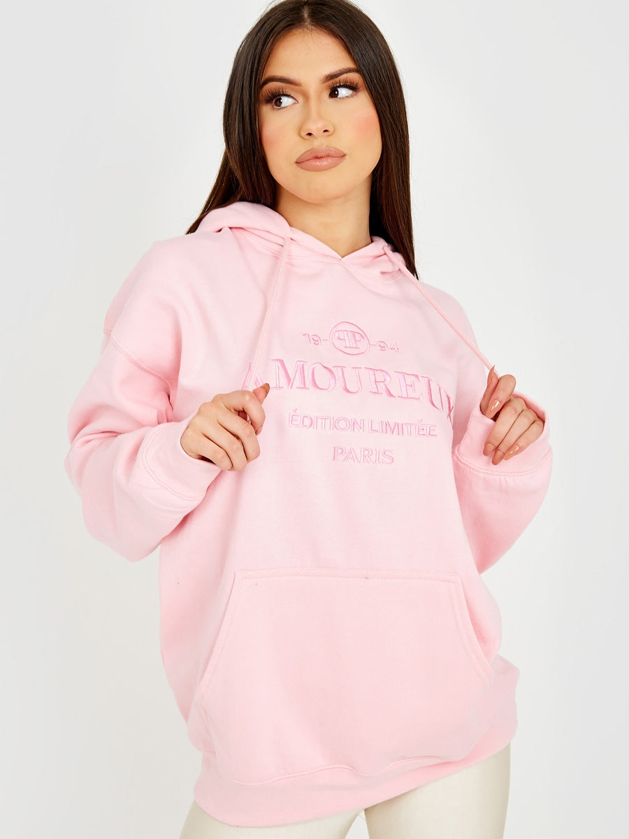 Embroidered Amoureux Fleeced Hoodie