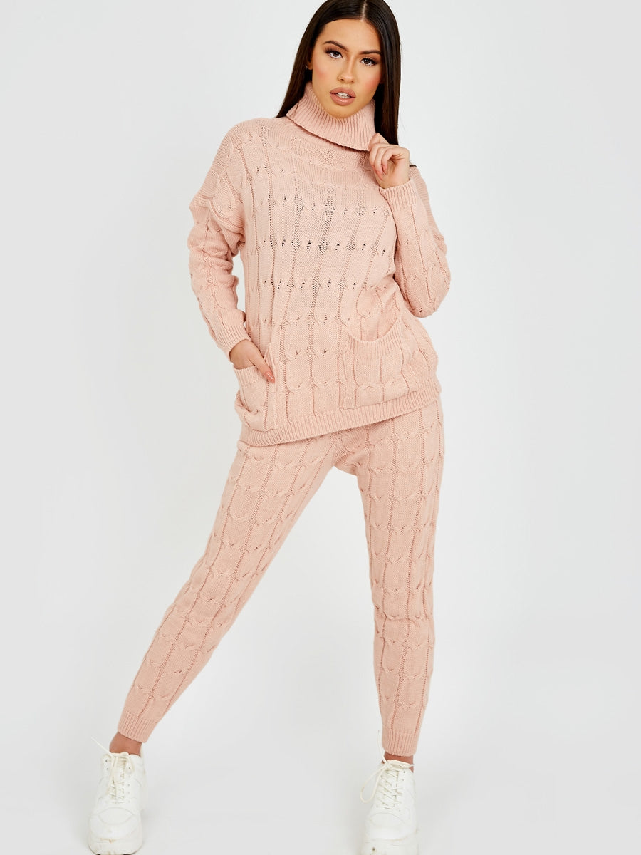 Cable Knit Top & Trouser Co-ord With Pockets