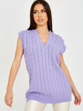 Cable Knit V-Neck Sleeveless Jumper