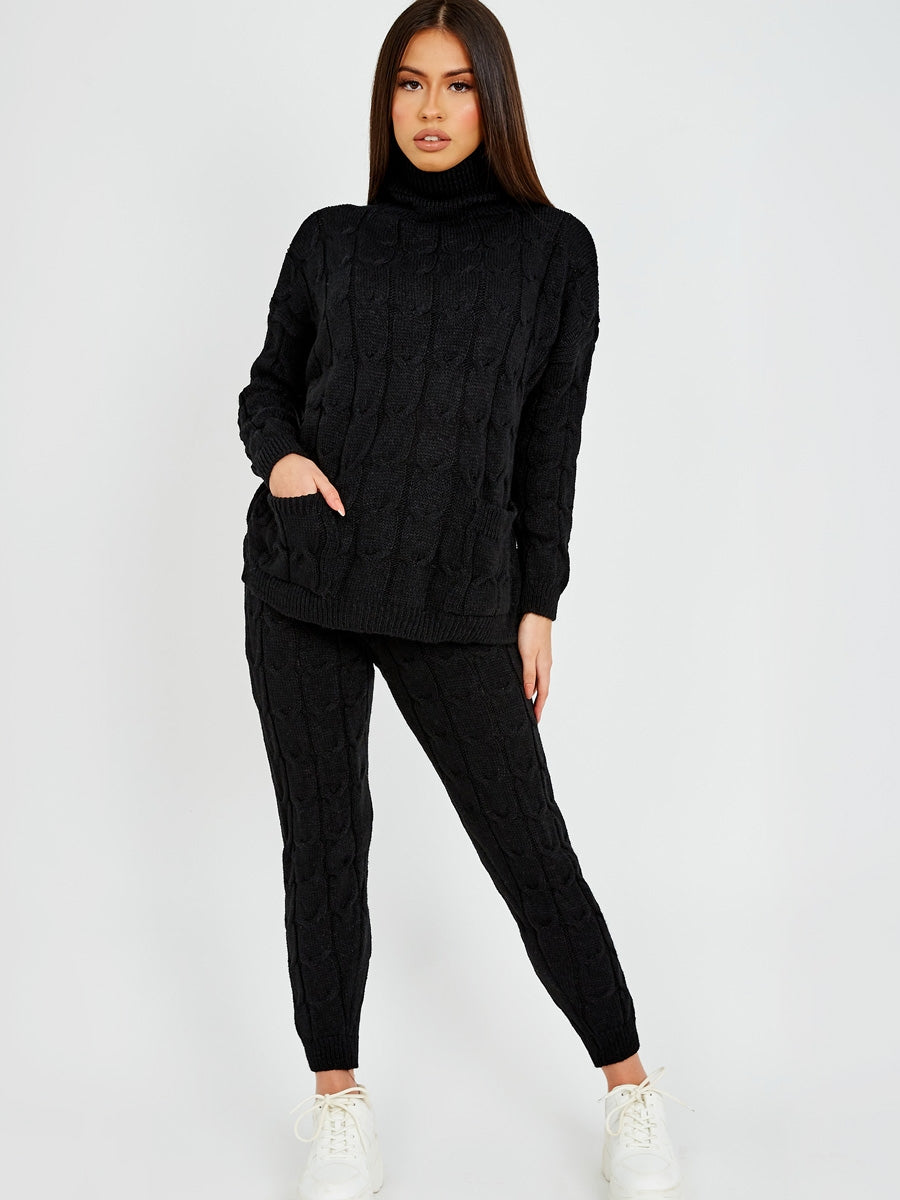 Cable Knit Top & Trouser Co-ord With Pockets
