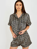 Zig Zag Print Satin Short PJ Set