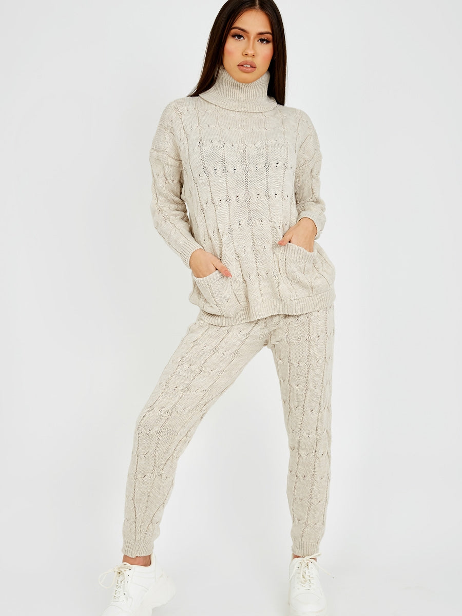 Cable Knit Top & Trouser Co-ord With Pockets