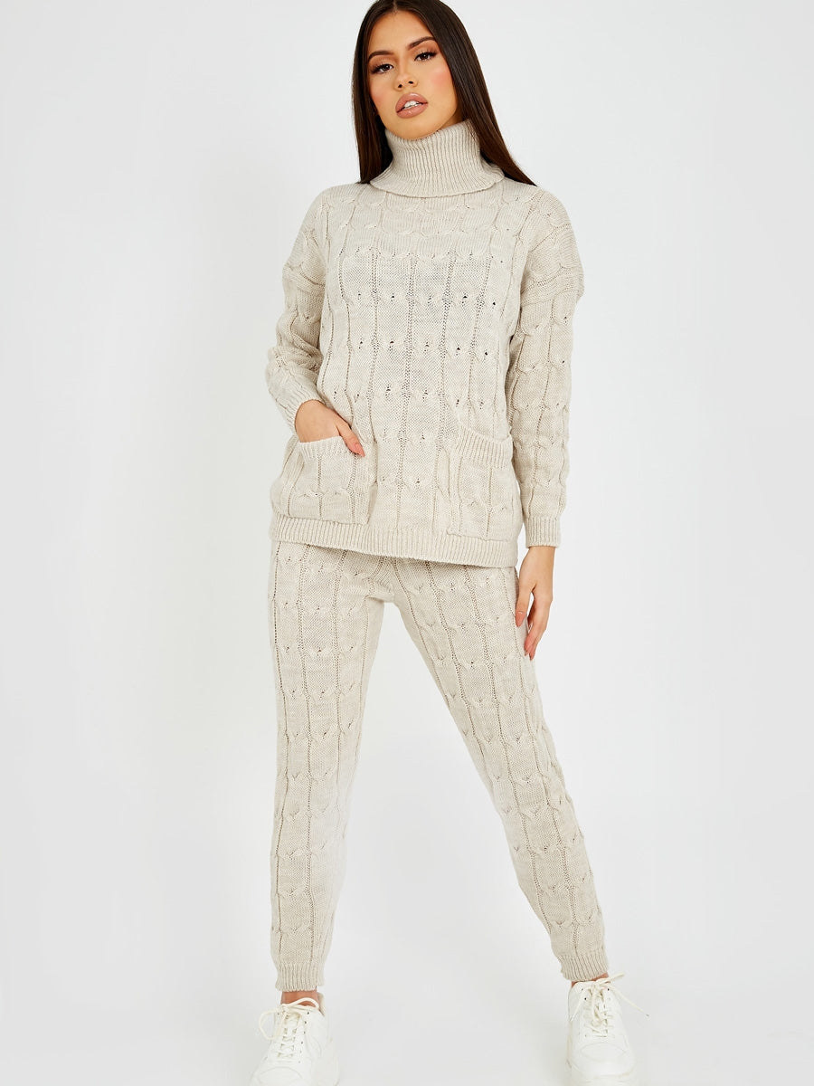 Cable Knit Top & Trouser Co-ord With Pockets
