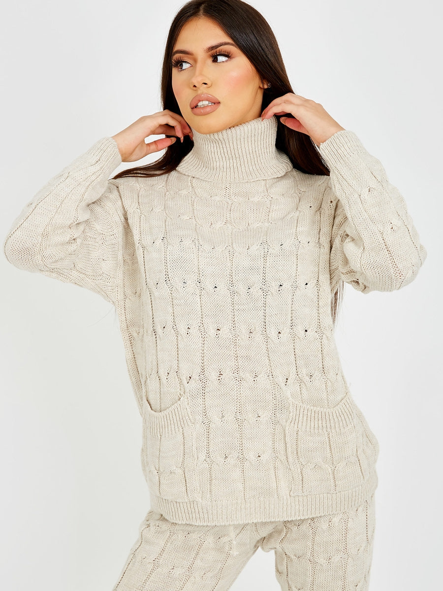 Cable Knit Top & Trouser Co-ord With Pockets