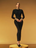 Jexor High Neck Pearl Bandage Maxi Dress