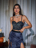 Jiya Cobweb Rhinestone Crop Top