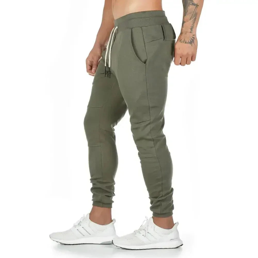 Jogger Pants, Gym Sweat Trousers Side Zipper Pockets Slim Fit  Trousers for Men