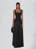 Jovyna Sleeveless Flared Maxi Dress In Black