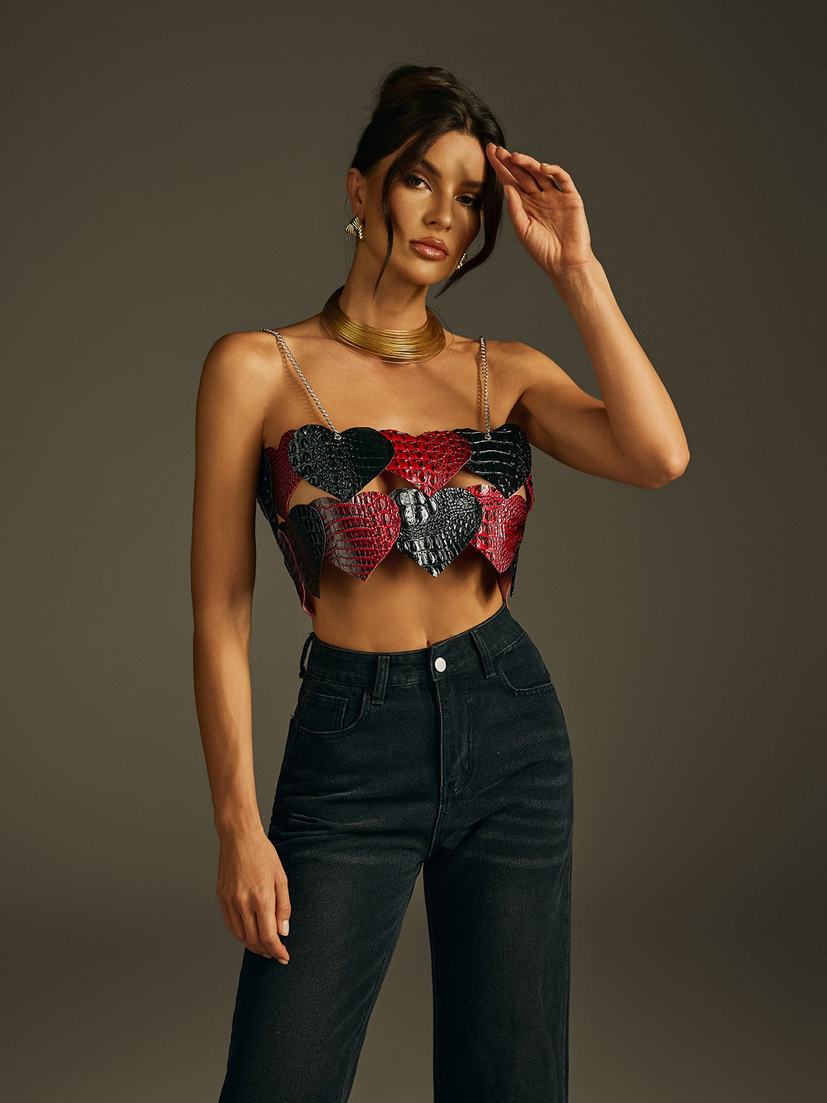 Jyren Spaghetti Chain Heart Top