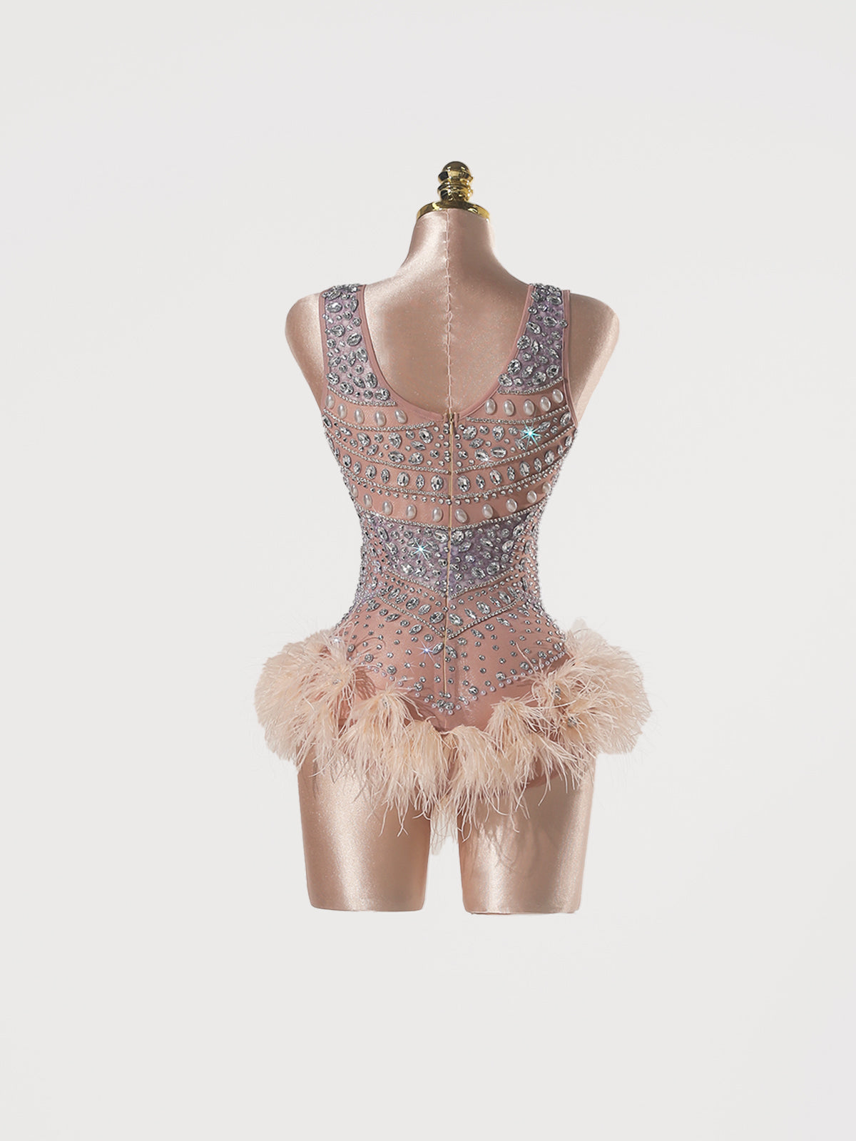 Jyrithia Sleeveless Embellished Feather Bodysuit