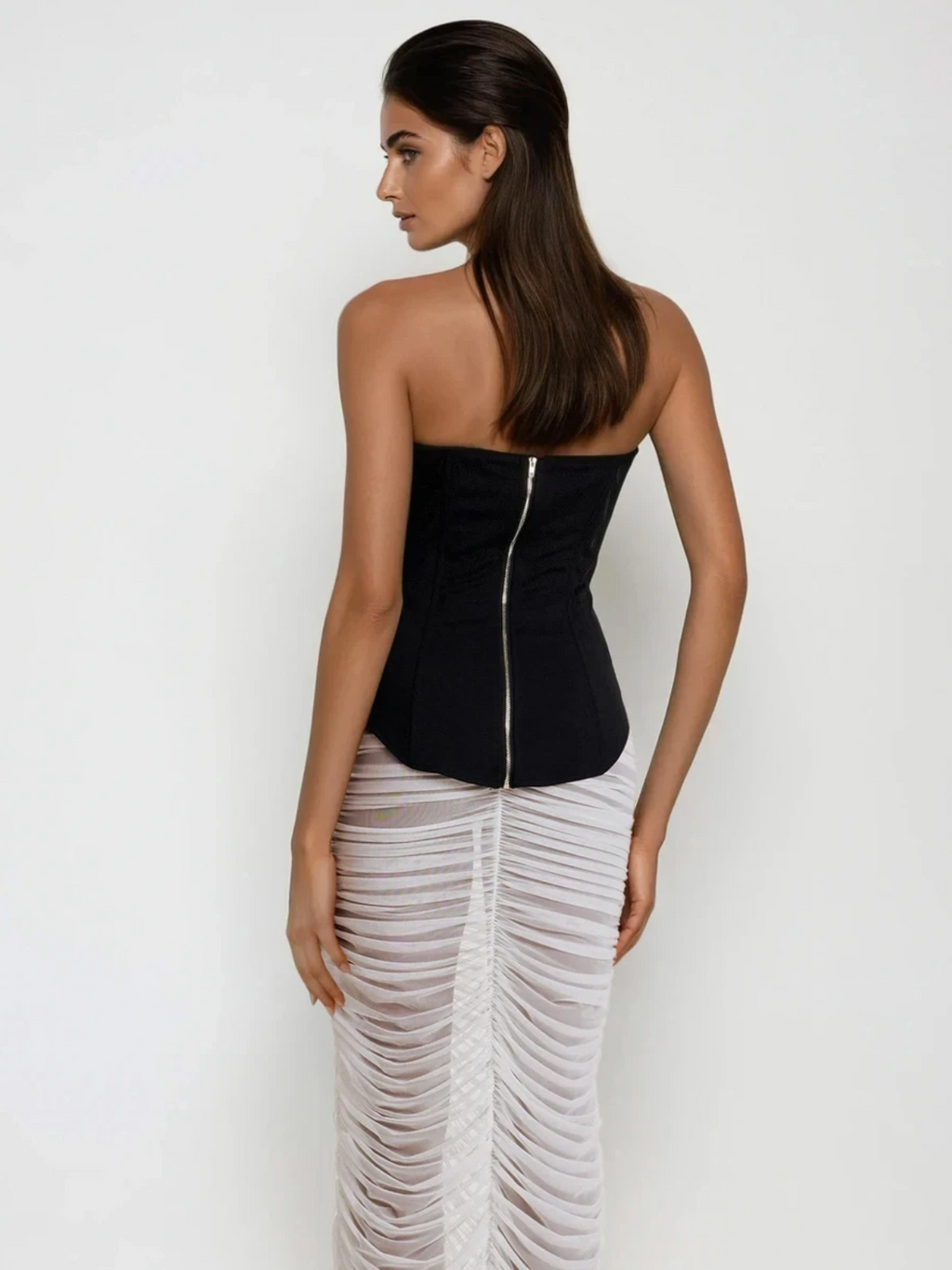 Kalena Strapless Cutout Ruched Skirt Set