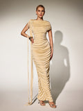 Katinka Draped Maxi Dress In Beige