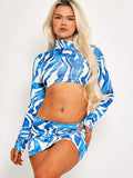 Zebra Print Slinky Crop Top & Skirt Co-ord