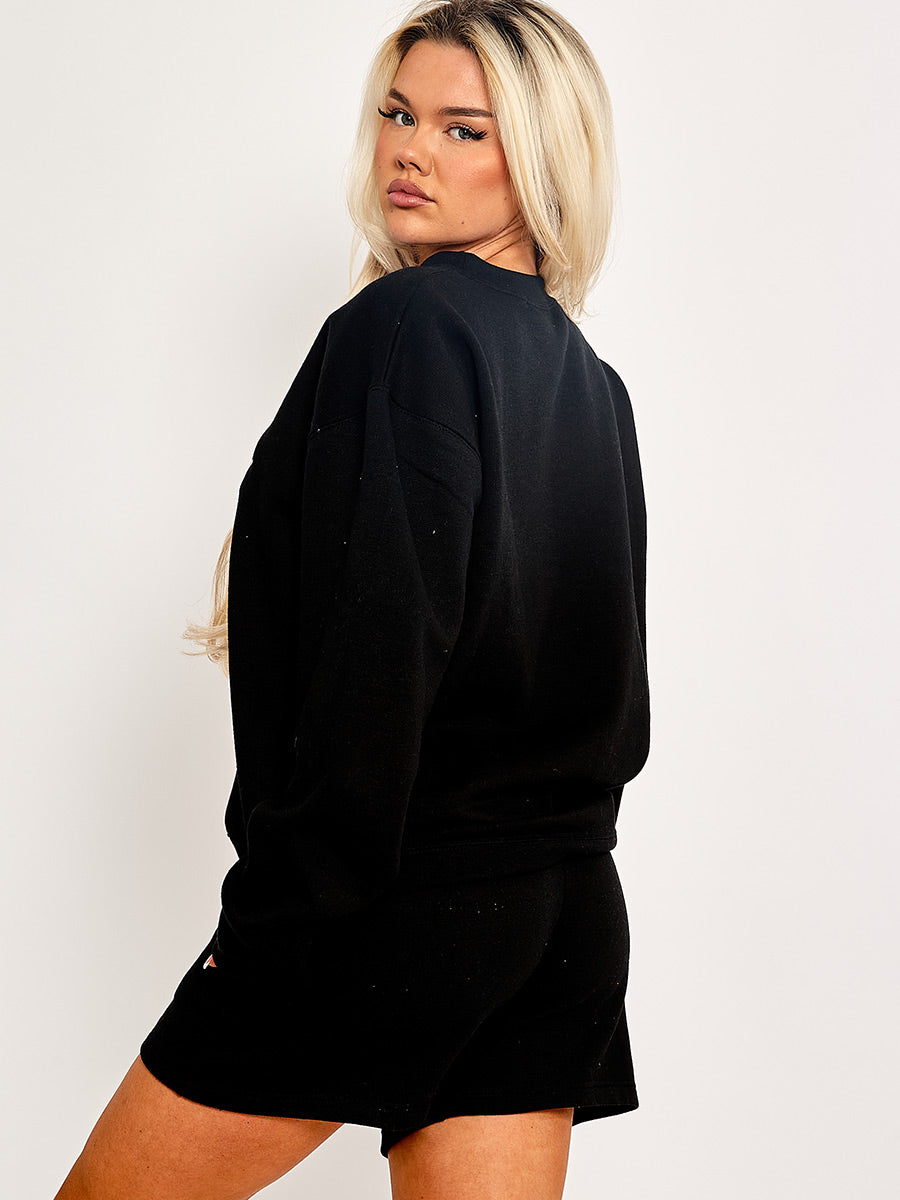 Embroidered Aestheticism Sweatshirt & Shorts Fleece Co-ord