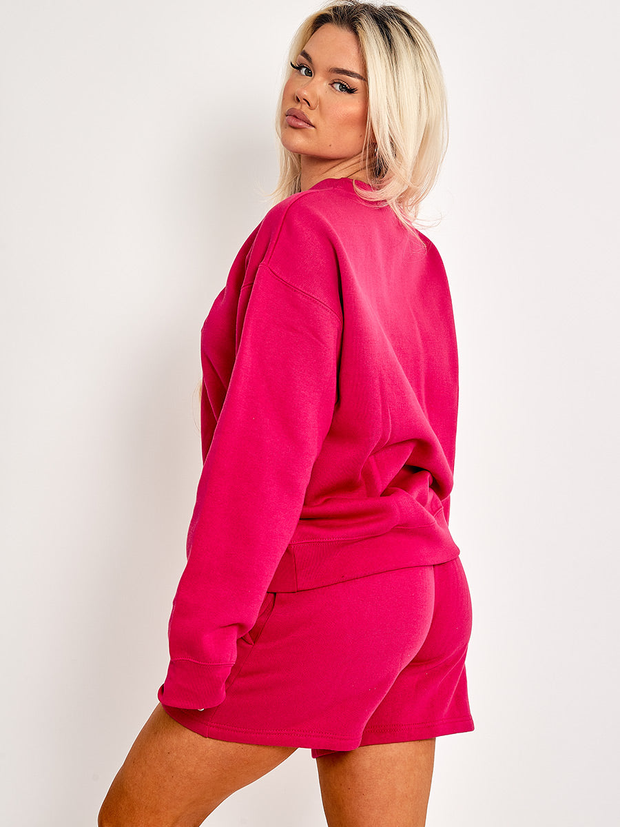 Embroidered Aestheticism Sweatshirt & Shorts Fleece Co-ord