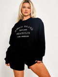 Embroidered Hawaii Island Sweatshirt & Shorts Fleece Co-ord
