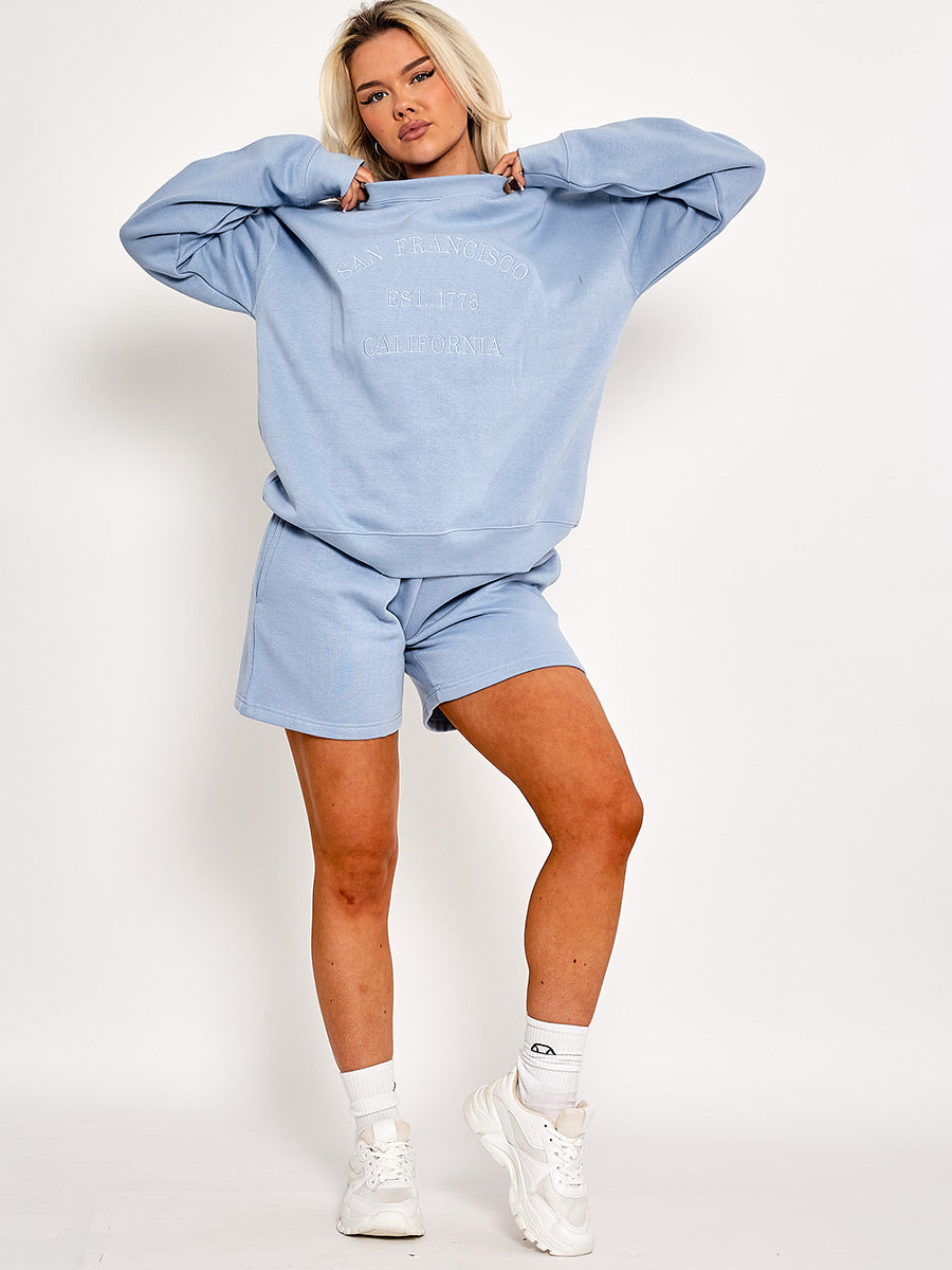 Embroidered San Francisco Sweatshirt & Shorts Fleece Co-ord