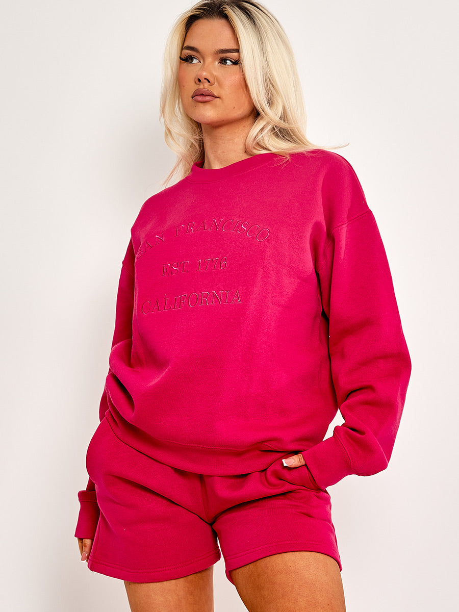 Embroidered San Francisco Sweatshirt & Shorts Fleece Co-ord