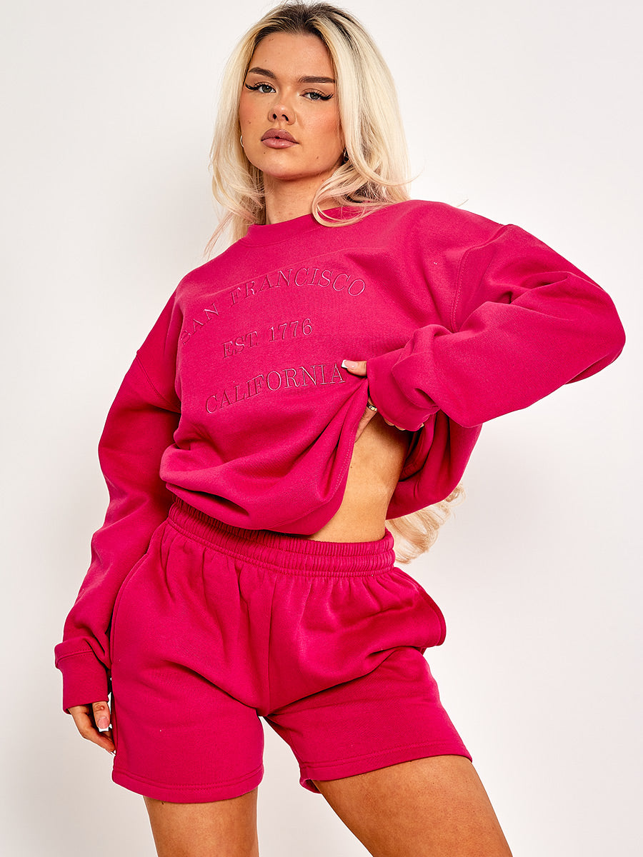 Embroidered San Francisco Sweatshirt & Shorts Fleece Co-ord