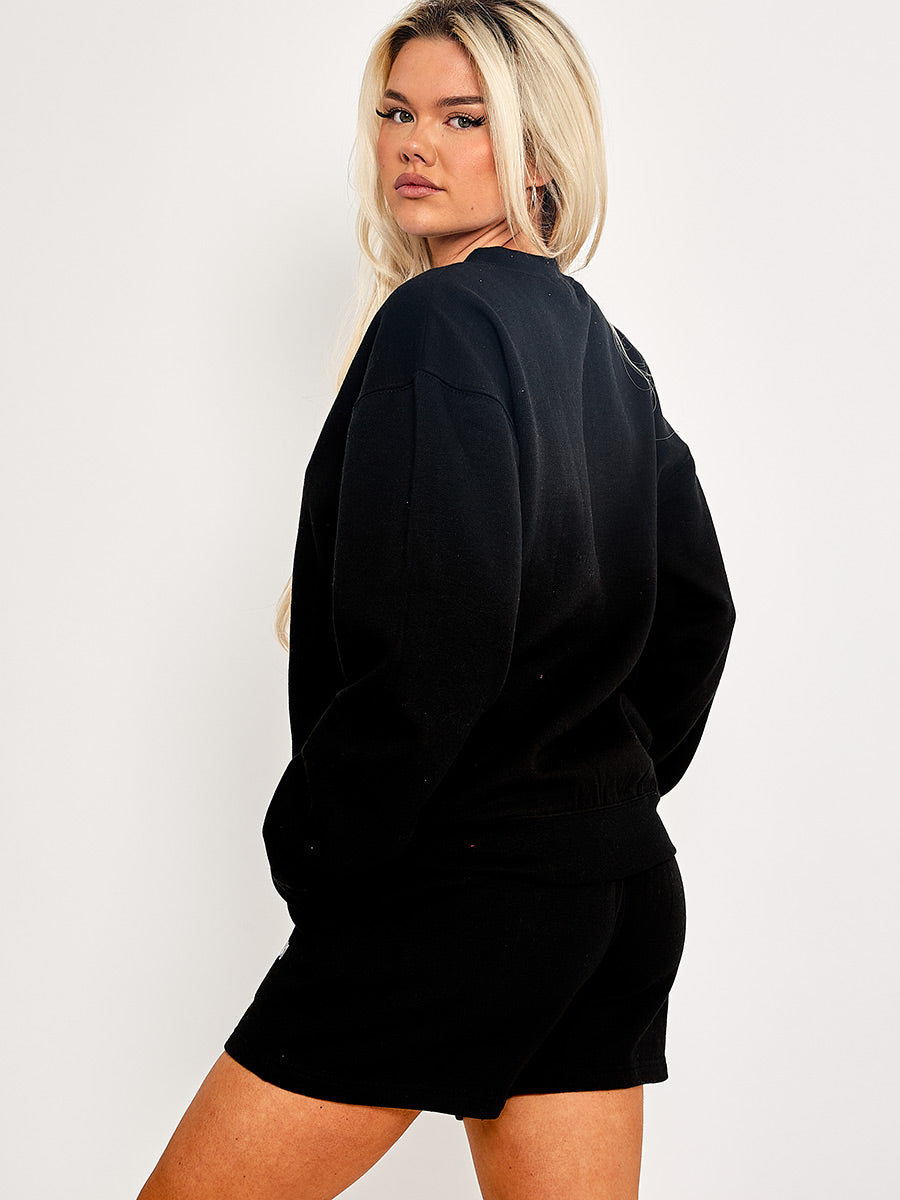 Embroidered Good Day Sweatshirt & Shorts Fleece Co-ord